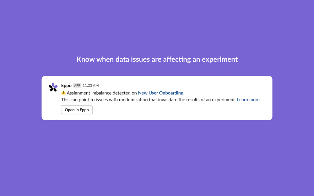 Eppo feature detail — Analytics app on the Slack Marketplace