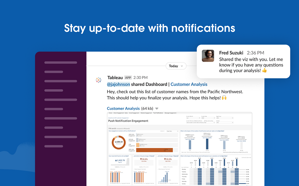 Tableau feature detail — Analytics app on the Slack Marketplace