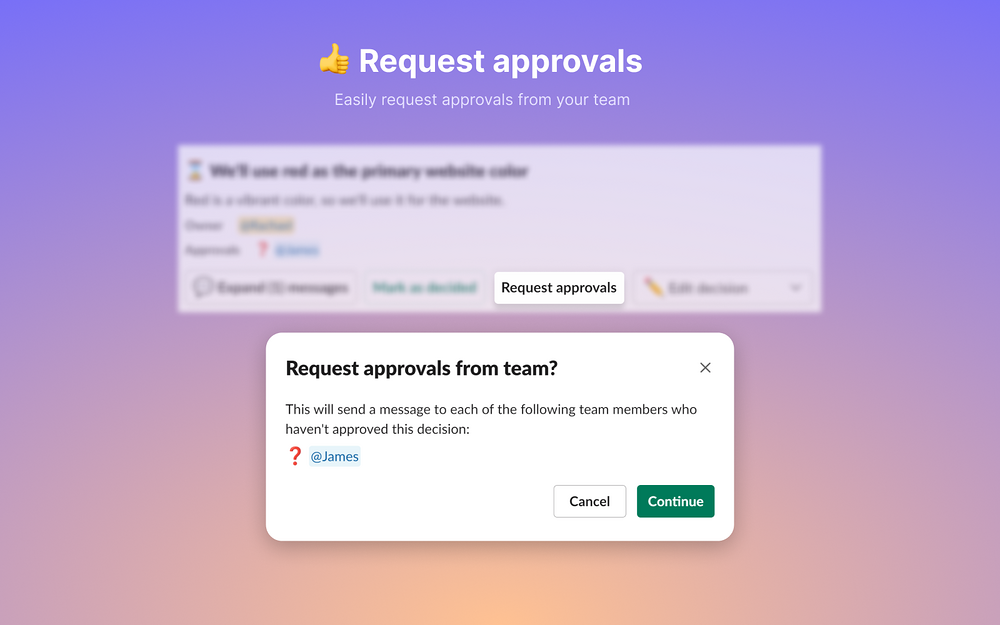 Decision Tracker dashboard view — Project Management app on the Slack Marketplace