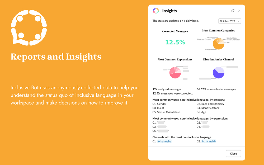 Inclusive Bot feature detail — Health & Wellness app on the Slack Marketplace