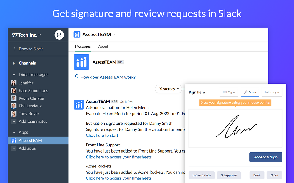 AssessTEAM feature detail — Analytics app on the Slack Marketplace