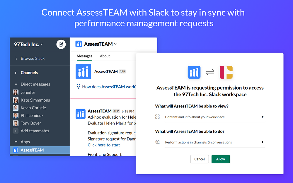 AssessTEAM primary marketing image — Analytics app on the Slack Marketplace