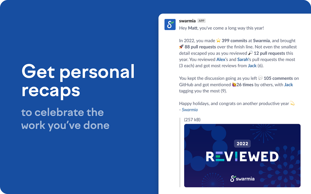Swarmia mobile preview — Analytics app on the Slack Marketplace