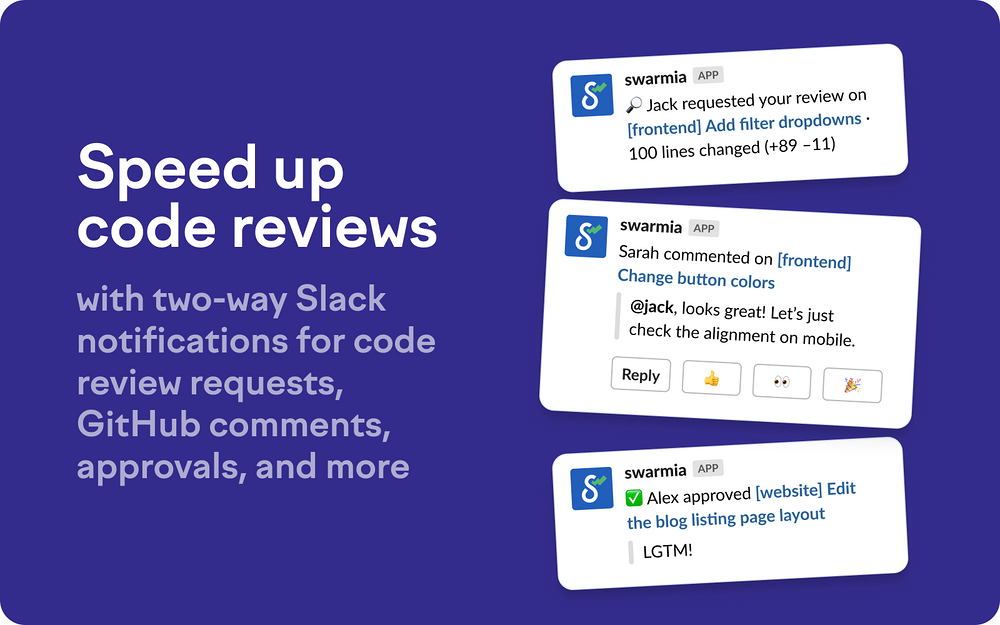 Swarmia primary marketing image — Analytics app on the Slack Marketplace
