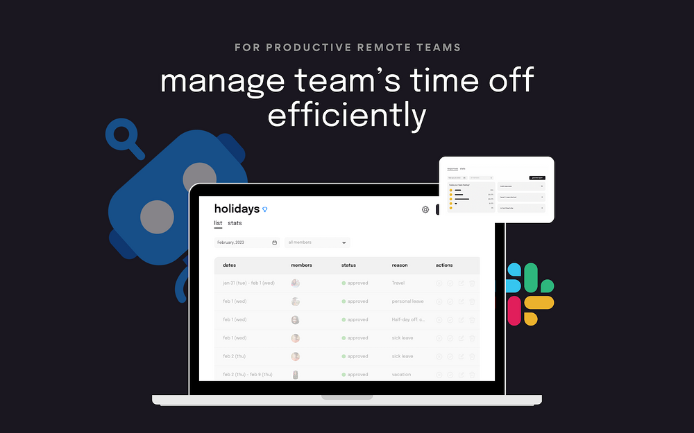 Standup & PTO tracking Bot | Sup dashboard view — Working from home app on the Slack Marketplace