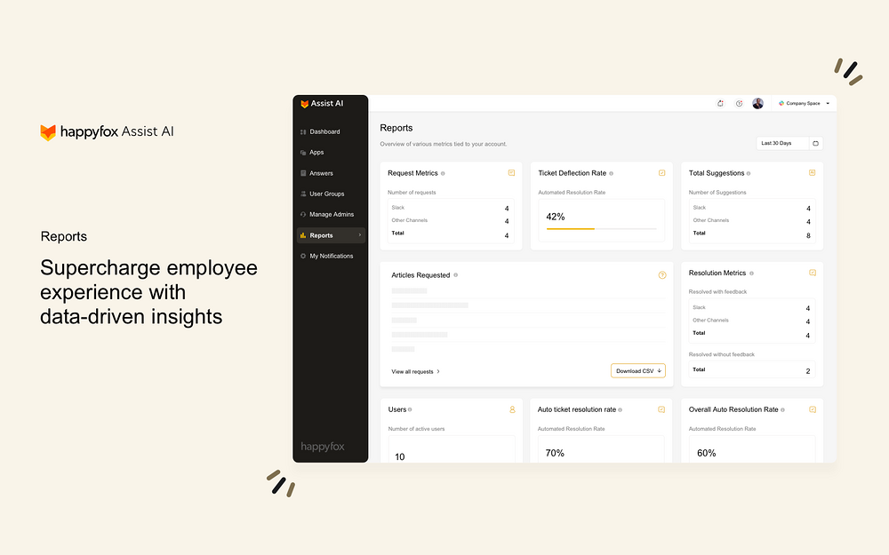 Assist AI settings interface — Office Management app on the Slack Marketplace