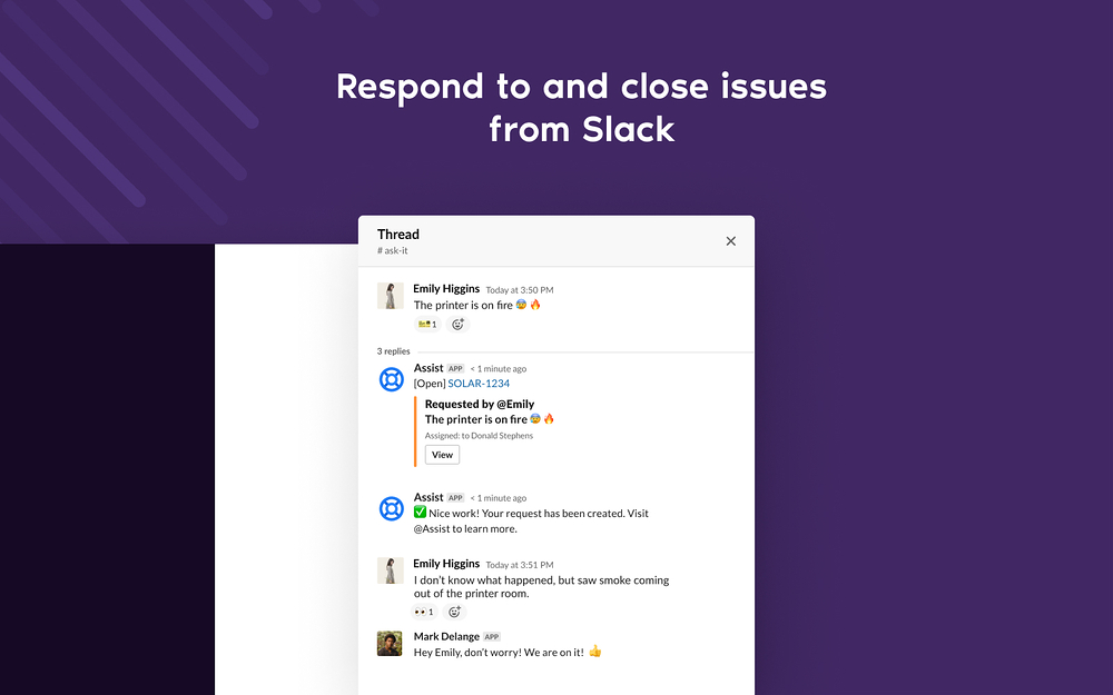 Atlassian Assist feature detail — Office Management app on the Slack Marketplace