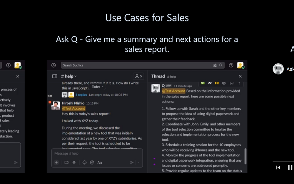 Q, ChatGPT for Slack dashboard view — Brilliant Bots app on the Slack Marketplace