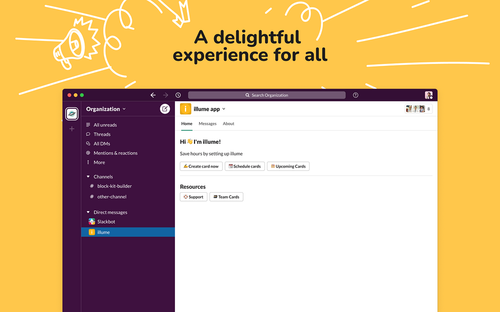 illume dashboard view — Health & Wellness app on the Slack Marketplace