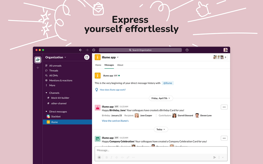 illume feature detail — Health & Wellness app on the Slack Marketplace