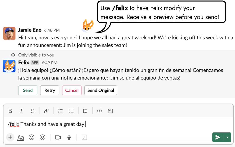 Felix feature detail — HR & Team Culture app on the Slack Marketplace