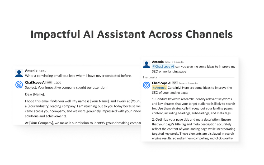 ChatScope AI feature detail — Office Management app on the Slack Marketplace