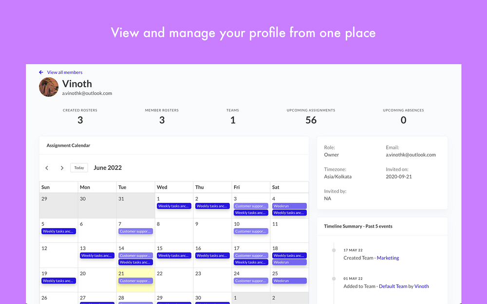 Rotation, Shifts & Rosters - RosterBird feature detail — Customer Support app on the Slack Marketplace