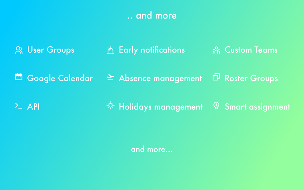 Rotation, Shifts & Rosters - RosterBird mobile preview — Customer Support app on the Slack Marketplace
