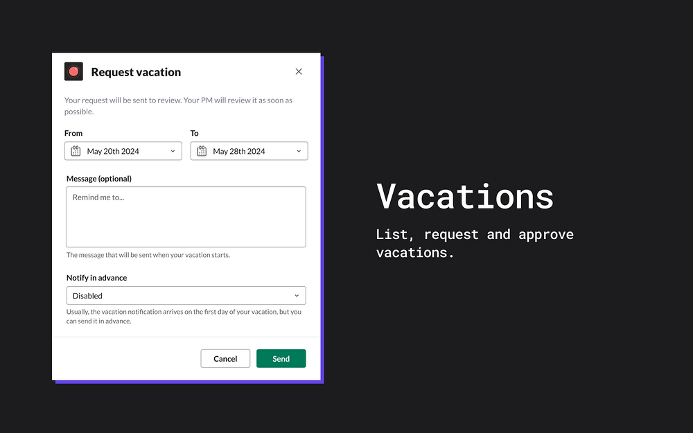 Timinator settings interface — Analytics app on the Slack Marketplace