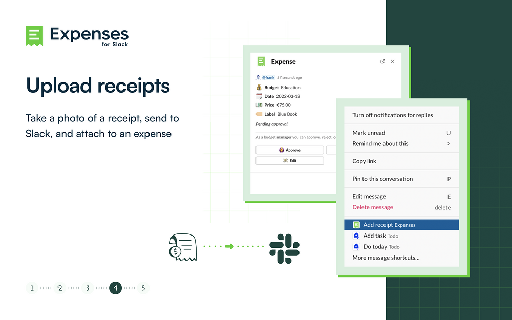 Expenses settings interface — Finance app on the Slack Marketplace