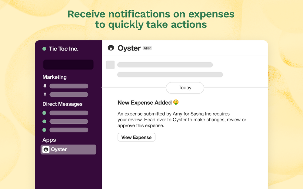 Oyster dashboard view — HR & Team Culture app on the Slack Marketplace