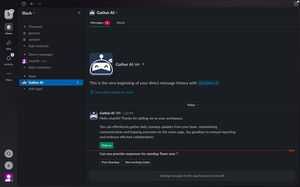 Gather integration setup — Project Management app on the Slack Marketplace