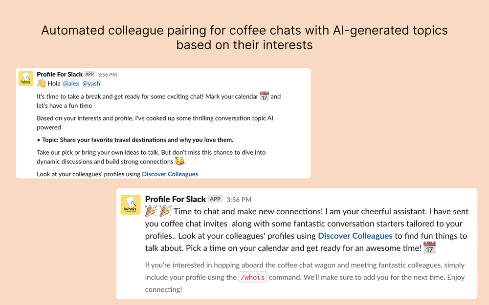 AI Profile For Slack settings interface — Brilliant Bots app on the Slack Marketplace
