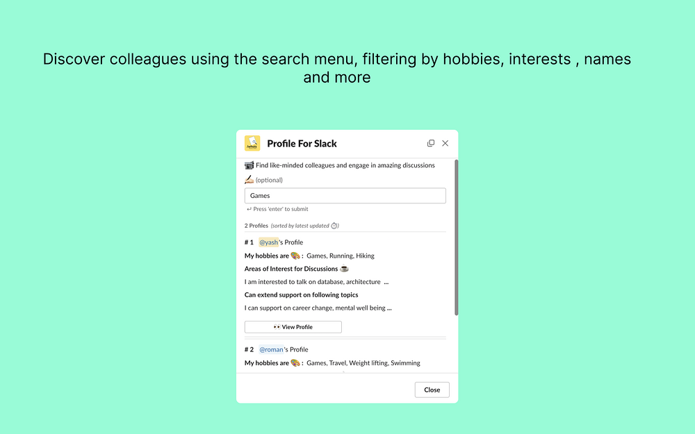 AI Profile For Slack feature detail — Brilliant Bots app on the Slack Marketplace
