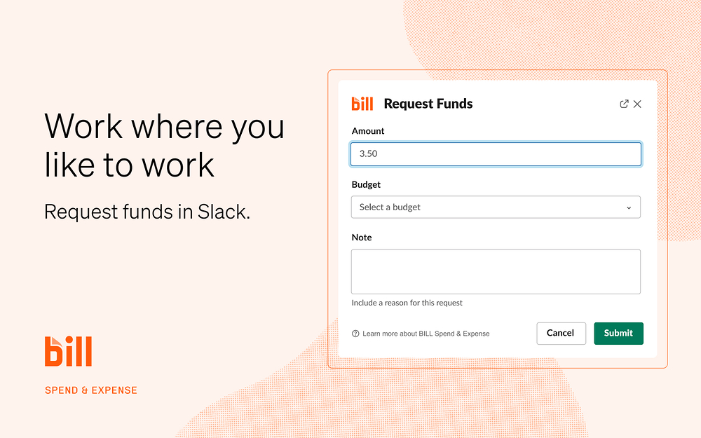 BILL Spend and Expense primary marketing image — Finance app on the Slack Marketplace