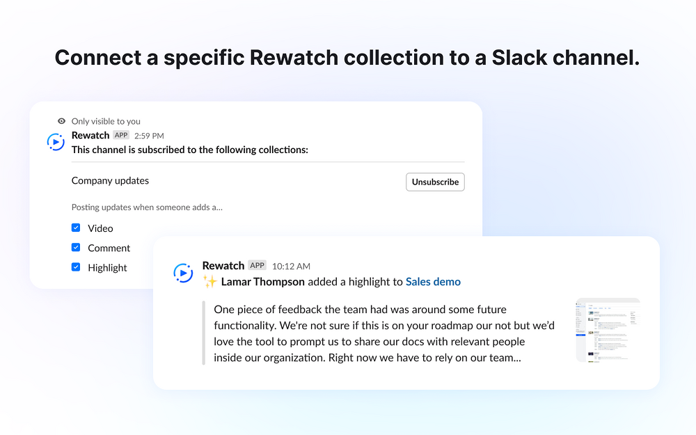 Rewatch feature detail — Voice & Video app on the Slack Marketplace