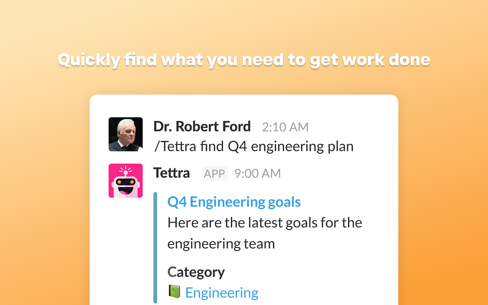 Tettra Wiki feature detail — File Management app on the Slack Marketplace
