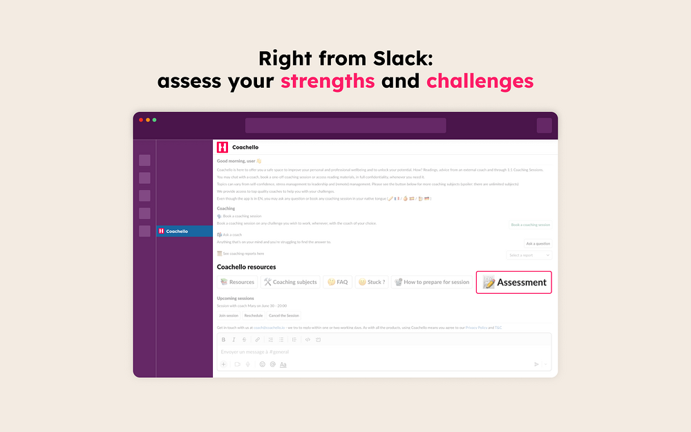 Coachello primary marketing image — Health & Wellness app on the Slack Marketplace