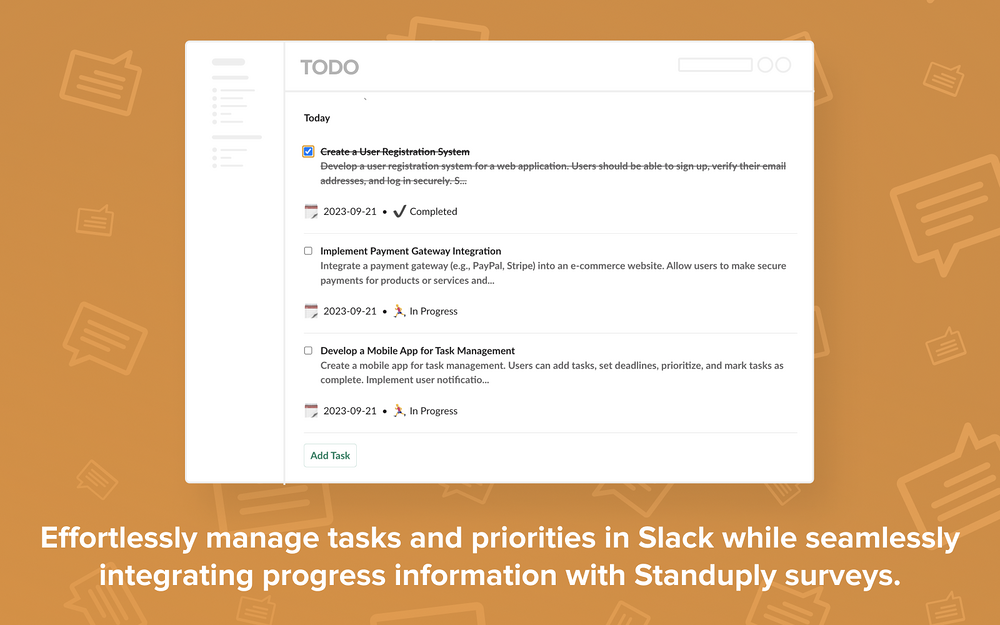 Standup.ly: Poll & Survey ToDo Bot mobile preview — Brilliant Bots app on the Slack Marketplace