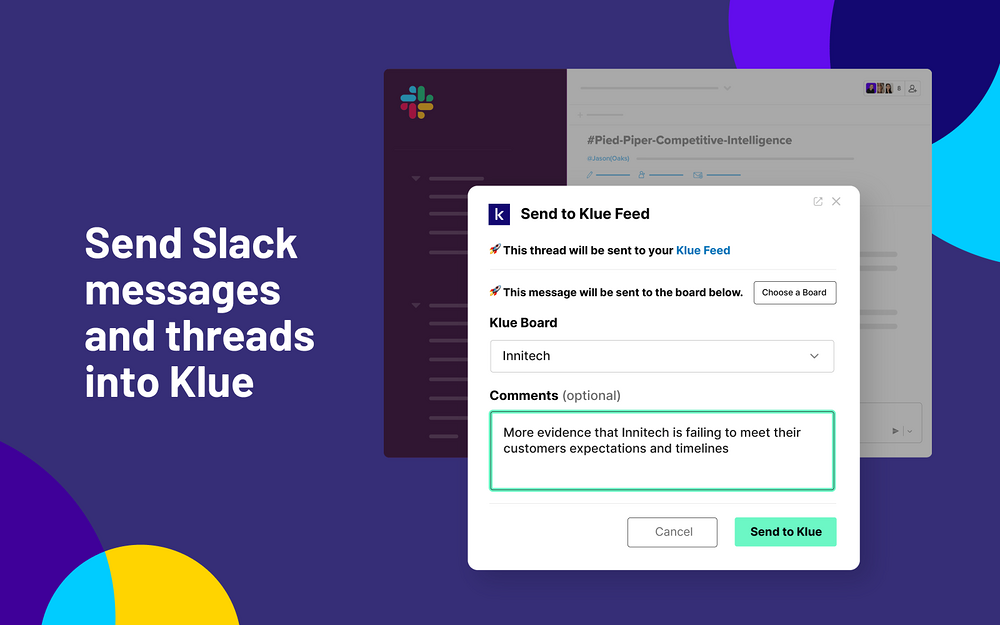 Klue settings interface — Marketing app on the Slack Marketplace