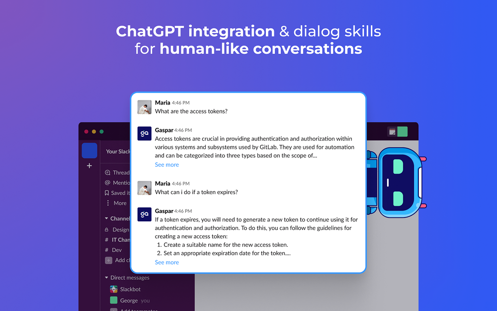 Gaspar.AI dashboard view — Office Management app on the Slack Marketplace