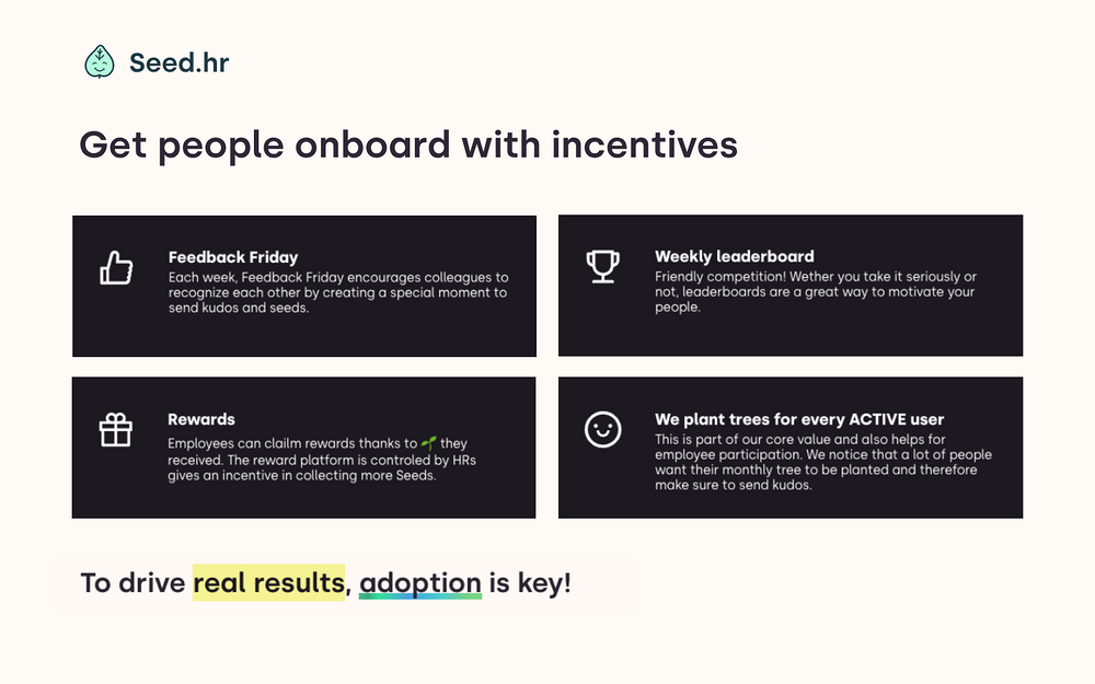 SeedHR - Praise, Kudos & Shoutouts feature detail — Health & Wellness app on the Slack Marketplace