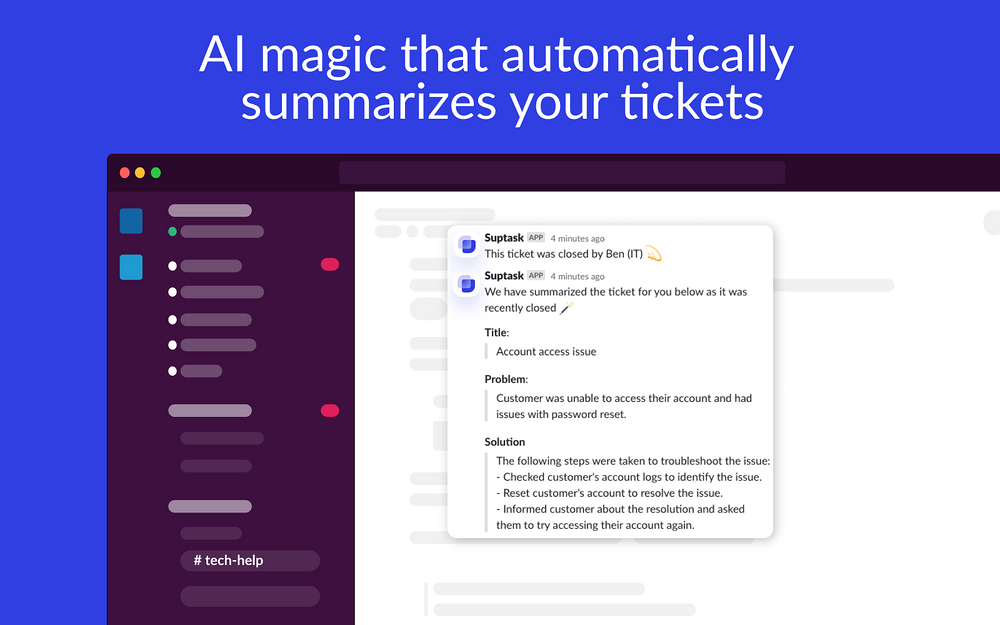 Suptask mobile preview — Customer Support app on the Slack Marketplace