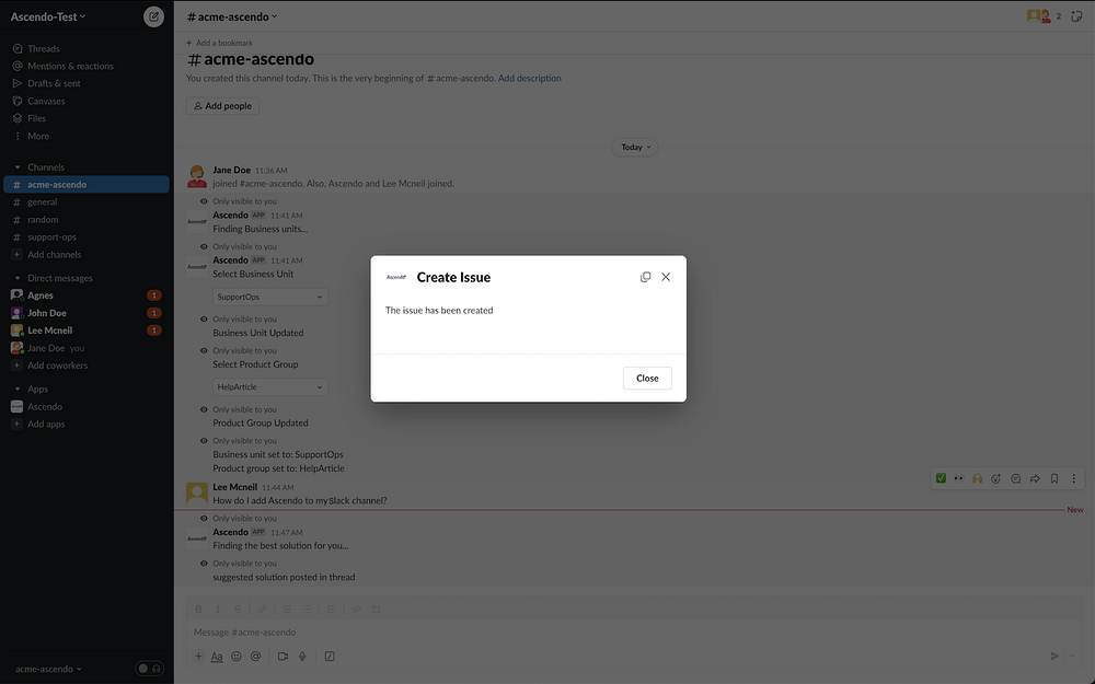 Ascendo feature detail — Analytics app on the Slack Marketplace