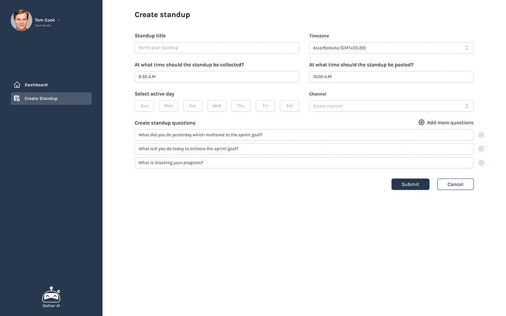 Gather feature detail — Project Management app on the Slack Marketplace