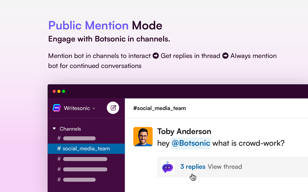 Botsonic feature detail — Customer Support app on the Slack Marketplace