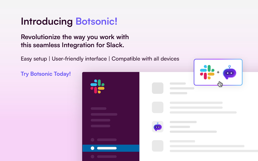 Botsonic primary marketing image — Customer Support app on the Slack Marketplace