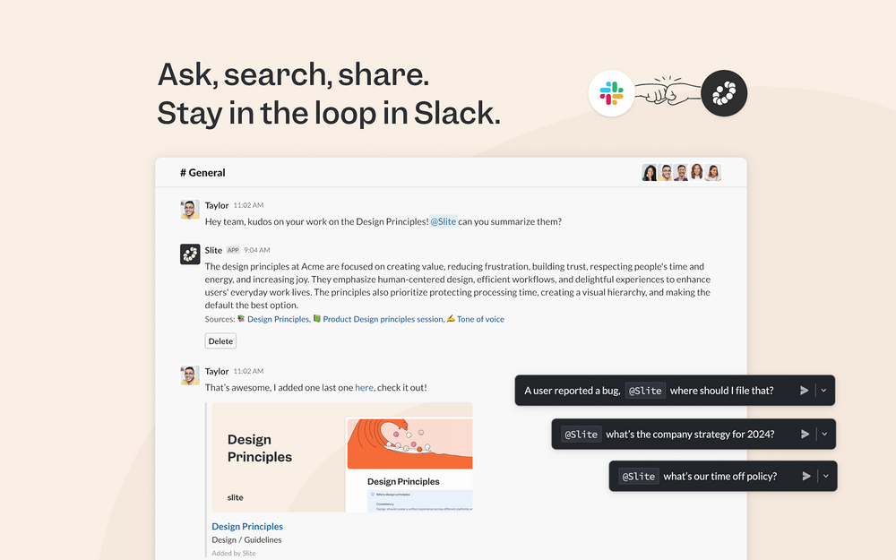 Slite primary marketing image — File Management app on the Slack Marketplace
