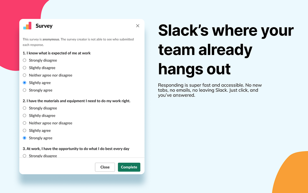 Simple Poll feature detail — HR & Team Culture app on the Slack Marketplace