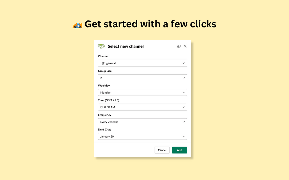 TeaTime.Chat feature detail — Social & Fun app on the Slack Marketplace
