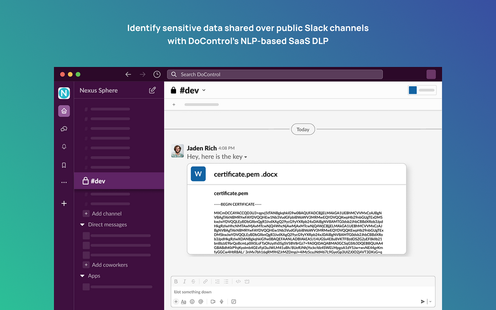 DoControl feature detail — Security & Compliance app on the Slack Marketplace