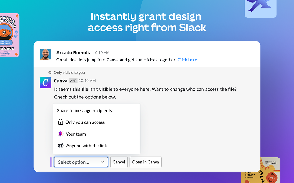 Canva feature detail — Marketing app on the Slack Marketplace