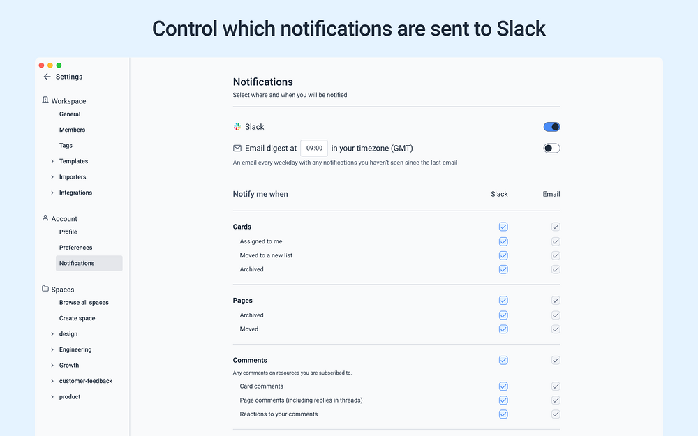 Superthread feature detail — Project Management app on the Slack Marketplace