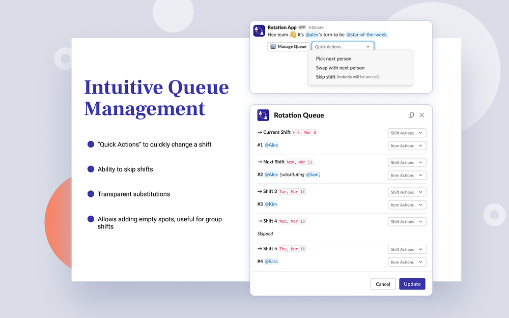 Rotation App feature detail — Office Management app on the Slack Marketplace