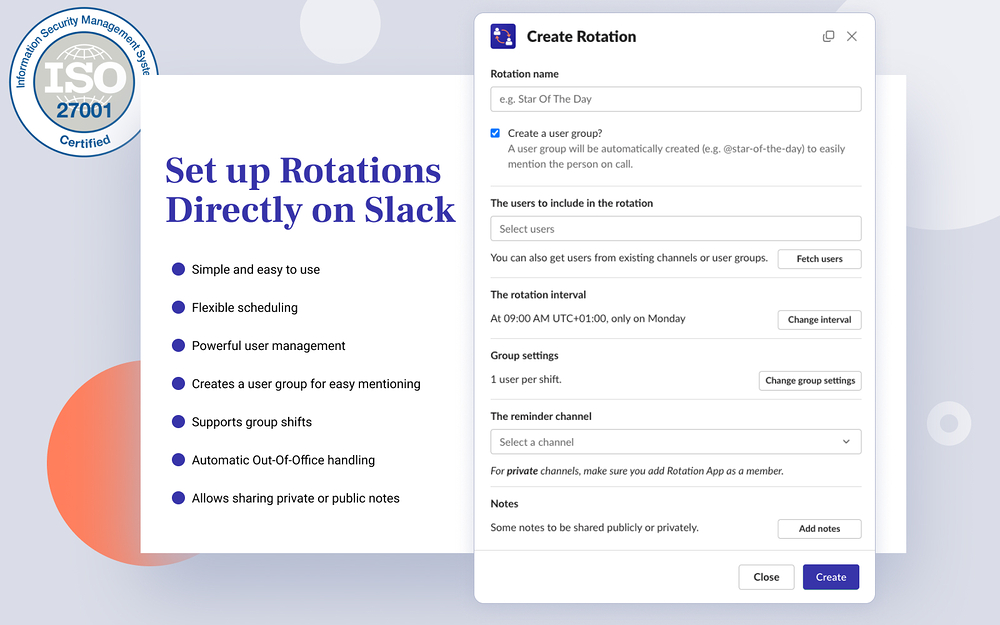 Rotation App primary marketing image — Office Management app on the Slack Marketplace