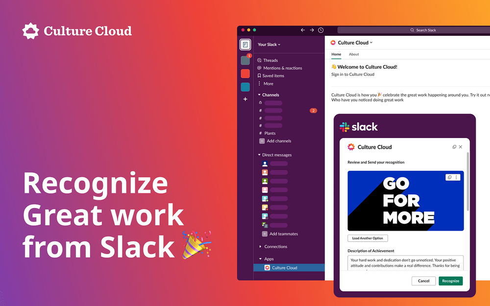 Culture Cloud primary marketing image — HR & Team Culture app on the Slack Marketplace