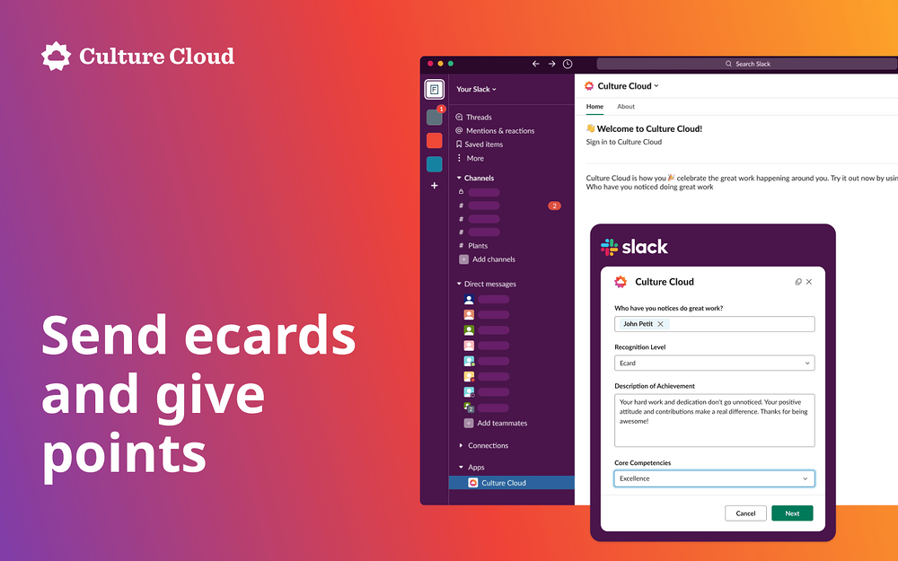 Culture Cloud feature detail — HR & Team Culture app on the Slack Marketplace