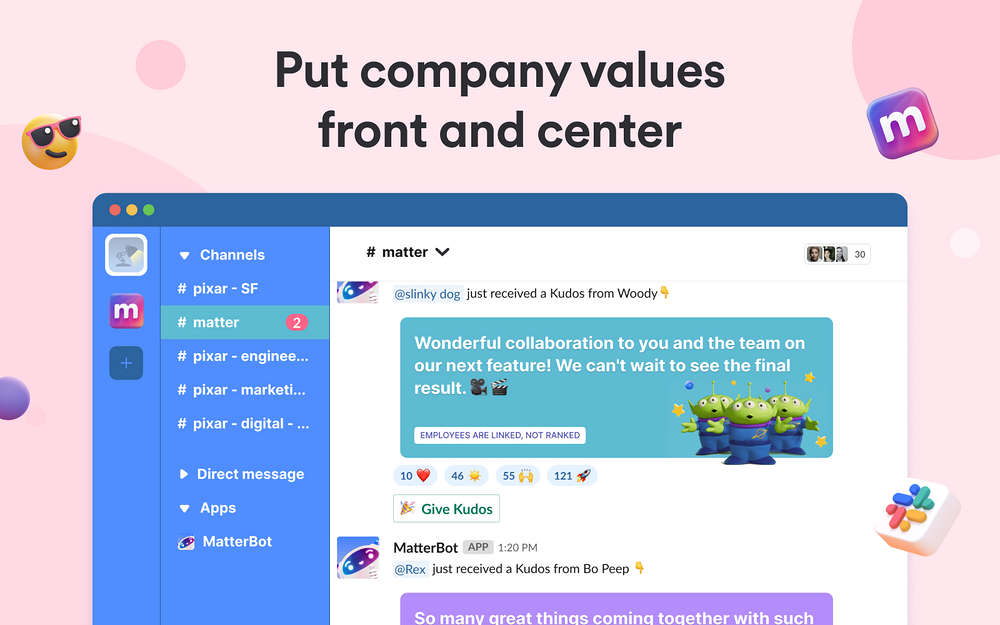 Matter: Recognition & Rewards integration setup — Working from home app on the Slack Marketplace