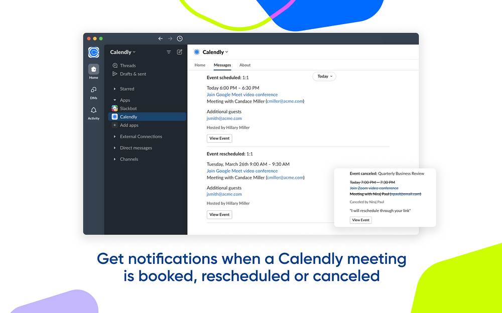 Calendly primary marketing image — Office Management app on the Slack Marketplace