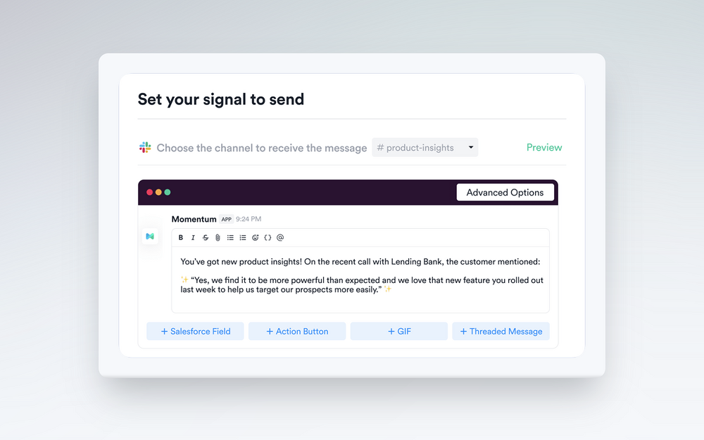 Momentum feature detail — Sales app on the Slack Marketplace